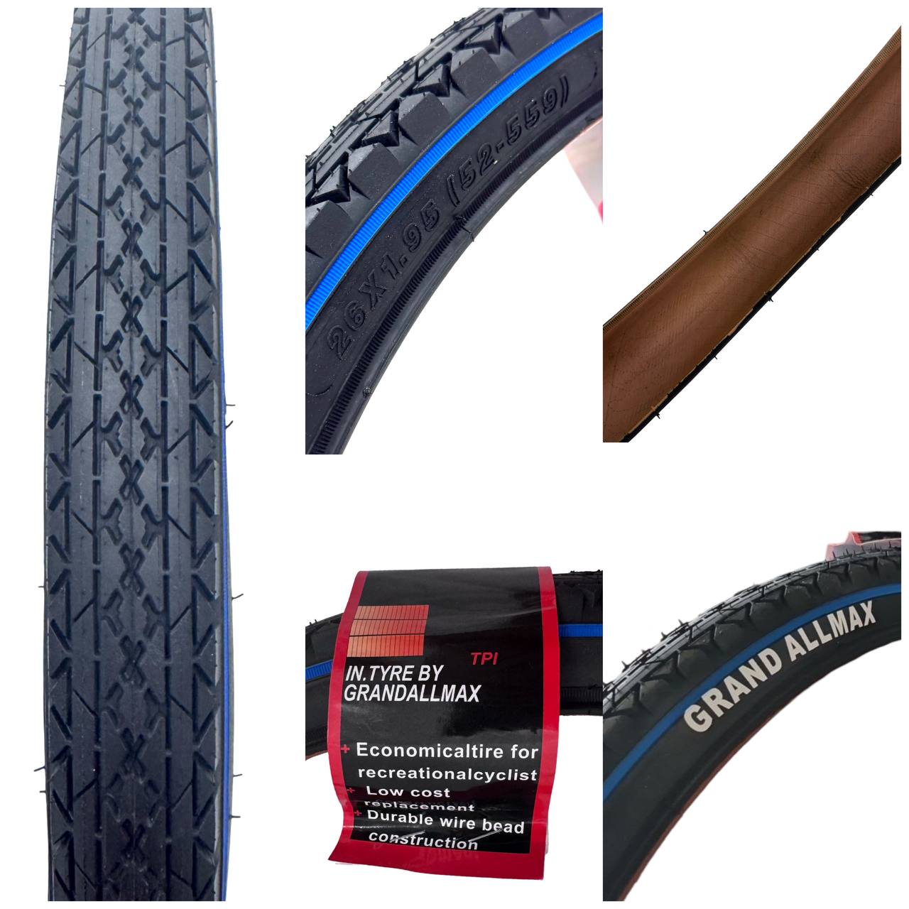 NEW!!! Tire 26'' x 1.95 (0168) with blue stripe and orange center