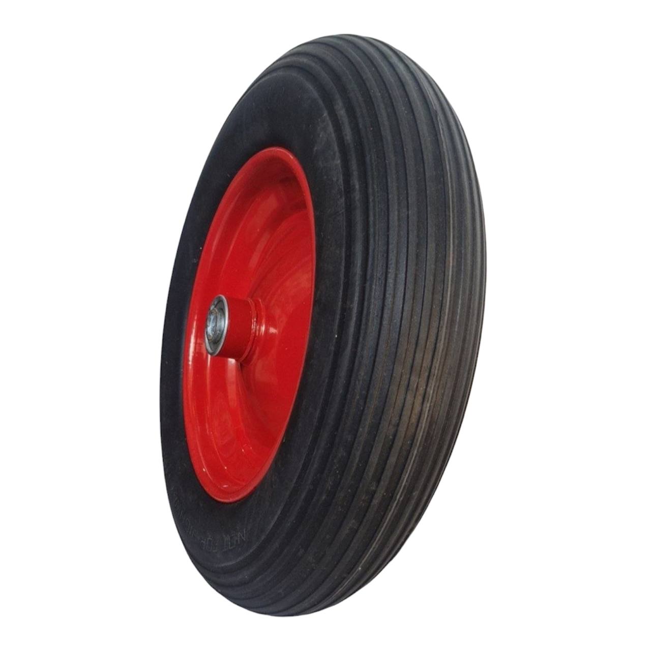 4.00 x 8" polyurethane foam ("silicone-type") wheel for a 12 mm axle (for a wheelbarrow)